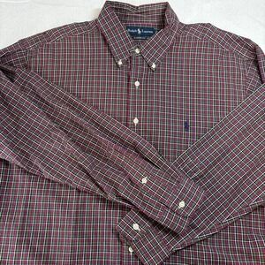 Polo Ralph Lauren Shirt Men XL Classic Fit Plaid Button Down Preppy  Purple Pony
